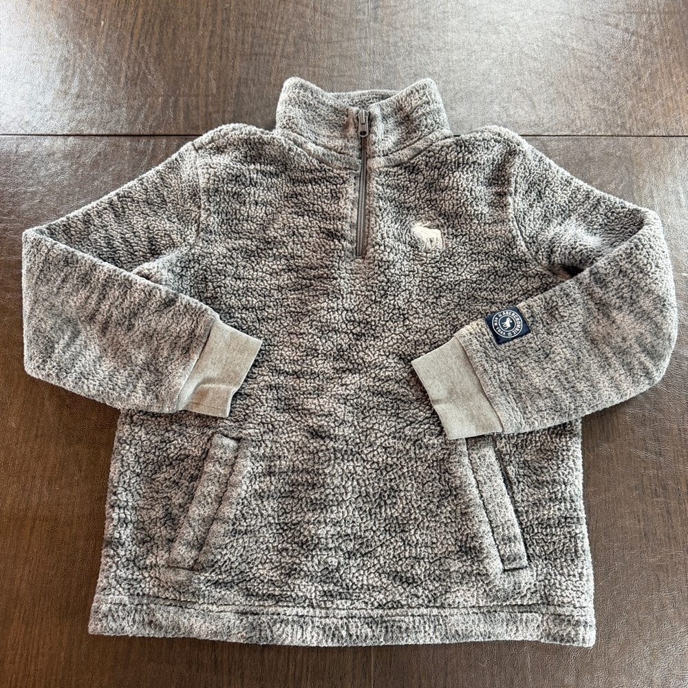 Abercrombie Kids 1/4 Zip Gray Marbled Fleece Sz 7/8